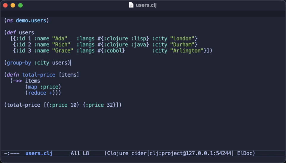 Inspecting the result of group-by and drilling into a nested map